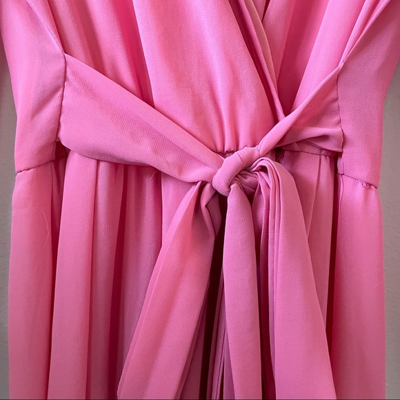 ‼️SOLD‼️ PinkBlush Coral Chiffon Long Sleeve Pleated Maternity Maxi Dress - Picture 15 of 16